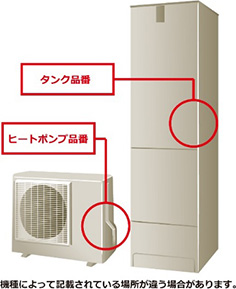 ご使用されているエコキュートの品番の確認