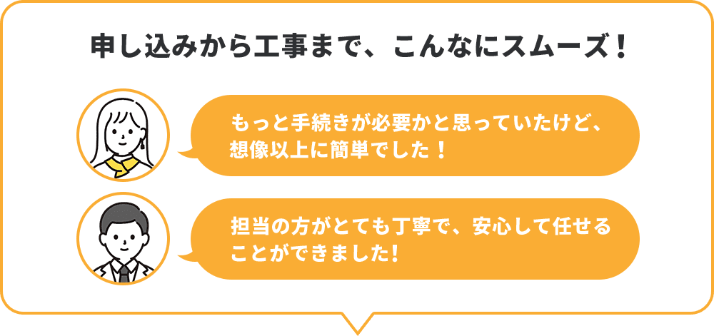 申し込みから工事まで、こんなにスムーズ！