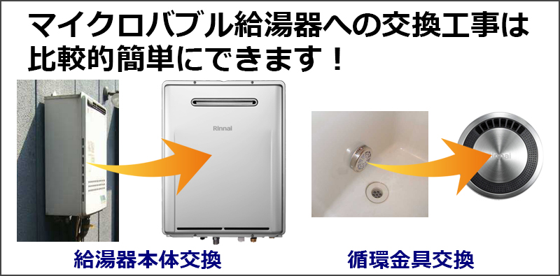 マイクロバブル給湯器への交換工事は比較的簡単にできます！